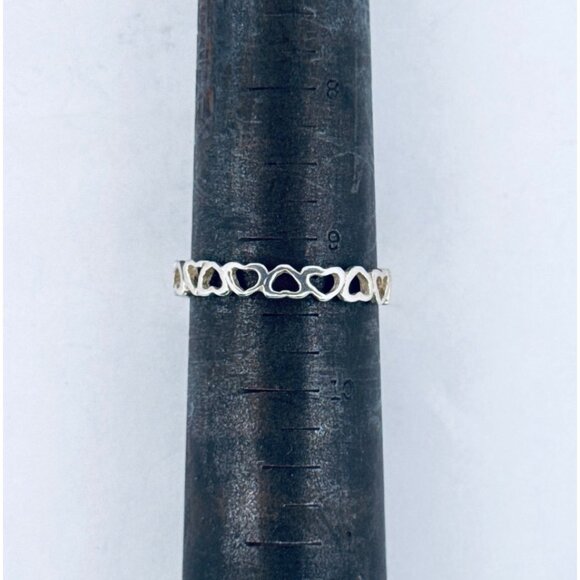 Sterling Silver 925 Open Heart Band Ring, Size 9.25, 925 Estate Jewelry - Picture 5 of 8